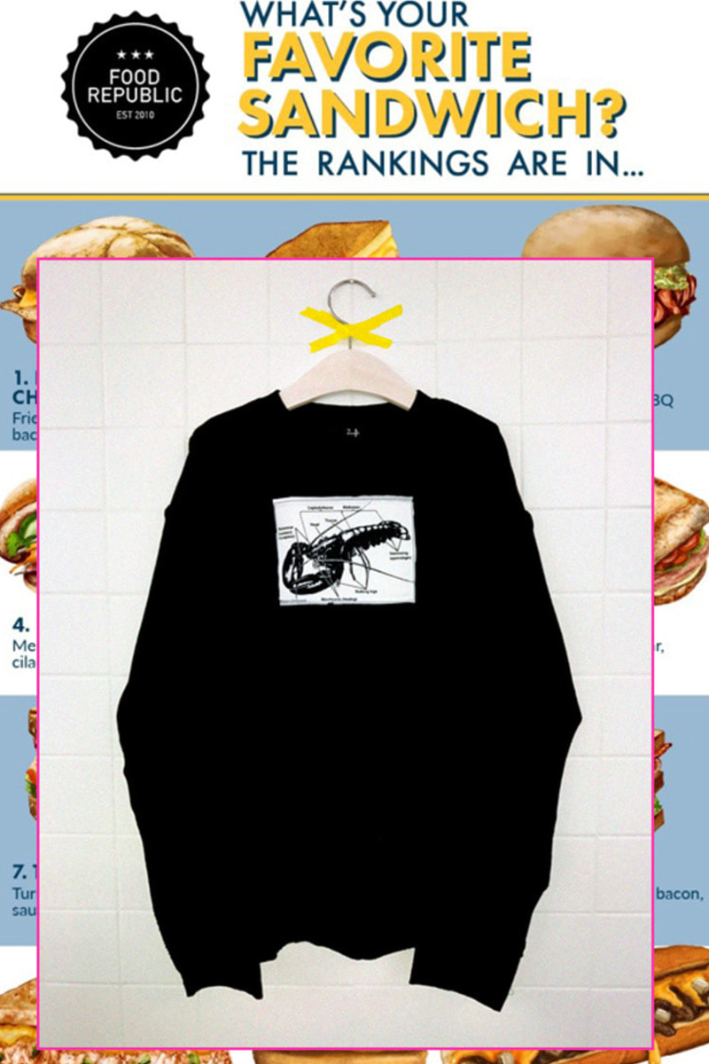 Lobster on the black long T-shirt