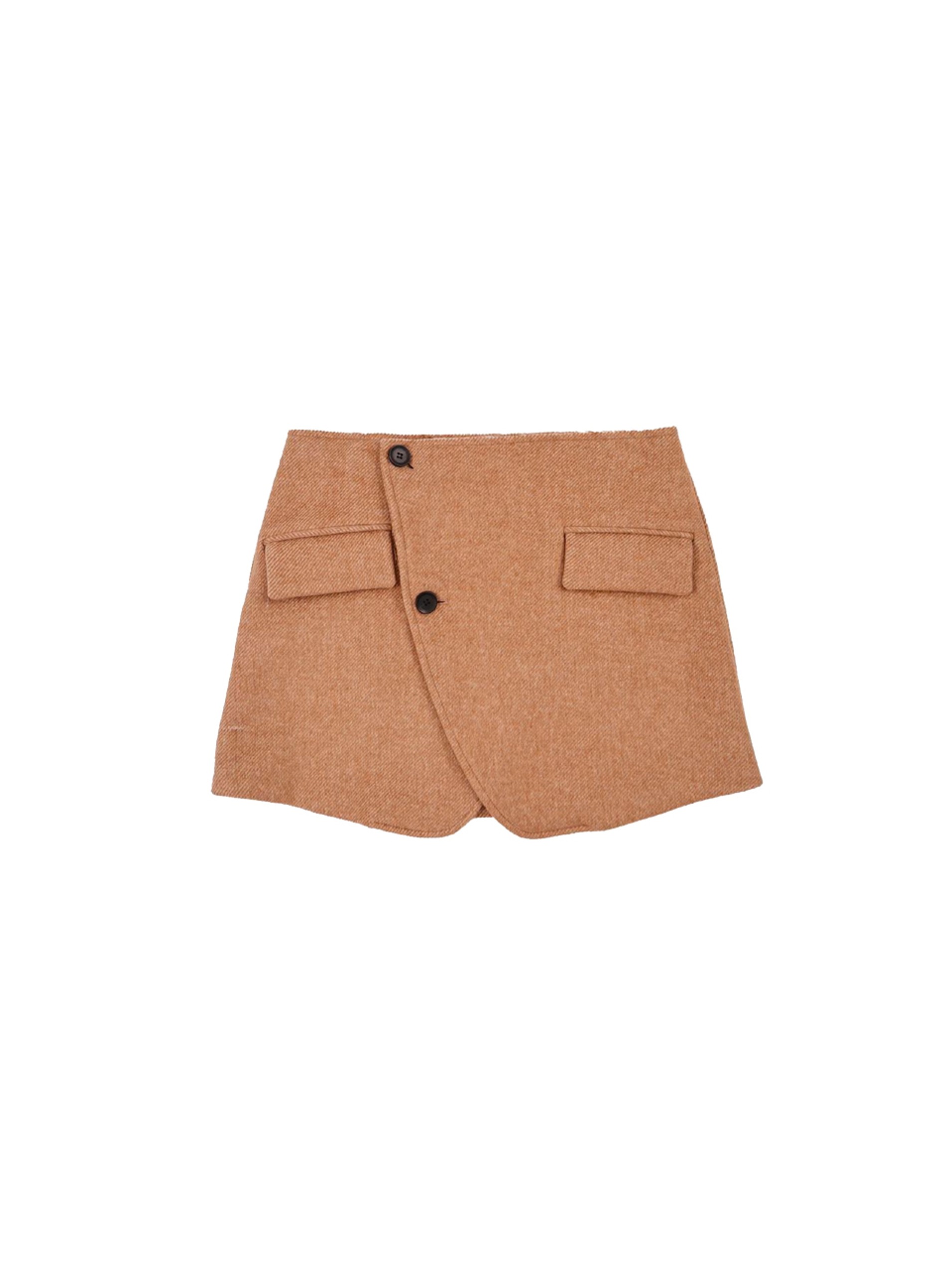 Cat Wrap Mini Skirt Brown